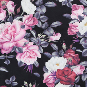Solo cache-cou - Fleurs roses fond noir